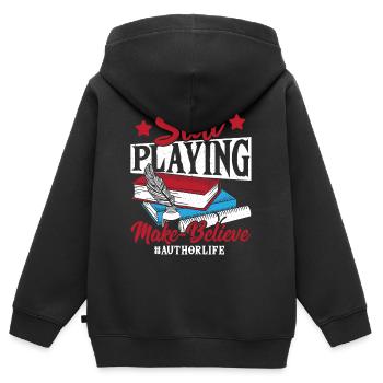 Blogger Bücherwurm Schreiber Spiel Schreiber - Kinder Premium Organic Zip Hoodie - Schwarz - Hinten - AI Model Kid Male (0cm)