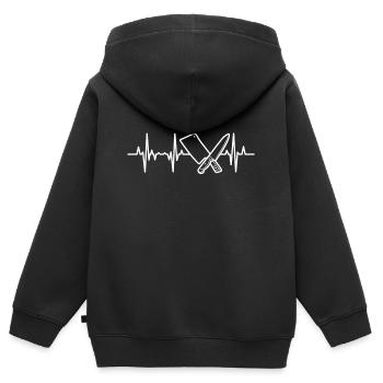 Messer Hackbeil Herzschlag - Kinder Premium Organic Zip Hoodie - Schwarz - Hinten - AI Model Kid Male (0cm)
