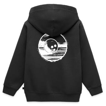 Bowling - Kinder Premium Organic Zip Hoodie - Schwarz - Hinten - AI Model Kid Male (0cm)