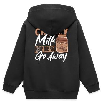 Choccy Milk Milk Blend I Lait au chocolat Heart - Sweat Premium à capuche zippé enfant bio - noir - Dos - AI Model Kid Male (0cm)
