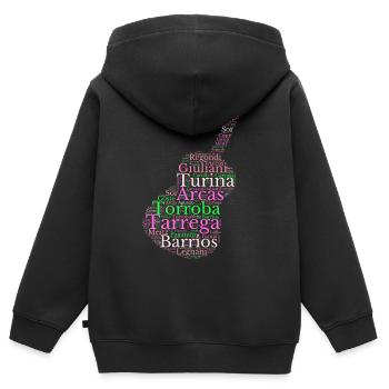 Compositeurs pour Guitare classique espagnole - Sweat Premium à capuche zippé enfant bio - noir - Dos - AI Model Kid Male (0cm)