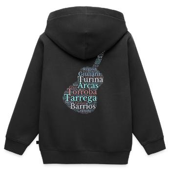 Compositeurs pour Guitare classique espagnole - Sweat Premium à capuche zippé enfant bio - noir - Dos - AI Model Kid Male (0cm)