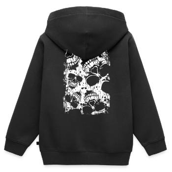 Crâne féroce - Sweat Premium à capuche zippé enfant bio - noir - Dos - AI Model Kid Male (0cm)