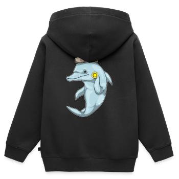 Dolphin Poker Jetons de Poker - Sweat Premium à capuche zippé enfant bio - noir - Dos - AI Model Kid Male (0cm)