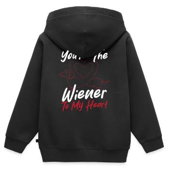 Hearts Long Dog Wiener Dog - Kids Premium Organic Zip-up Hoodie - black - Back - AI Model Kid Male (0cm)