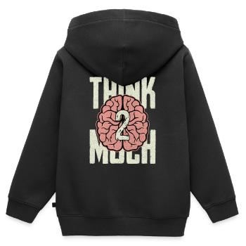 les gens pensent trop - Sweat Premium à capuche zippé enfant bio - noir - Dos - AI Model Kid Male (0cm)