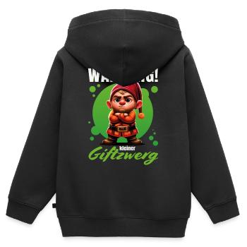 Warnung! Kleiner Giftzwerg – Grummeliger Zwerg - Kinder Premium Organic Zip Hoodie - Schwarz - Hinten - AI Model Kid Male (0cm)