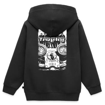 MZ TROPHY - Kinder Premium Organic Zip Hoodie - Schwarz - Hinten - AI Model Kid Male (0cm)