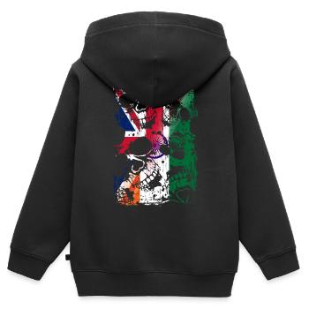 UK India Flagge und Totenköpfe - Kinder Premium Organic Zip Hoodie - Schwarz - Hinten - AI Model Kid Male (0cm)
