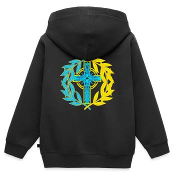 Kreuz Kreuze Kruzifix - Kinder Premium Organic Zip Hoodie - Schwarz - Hinten - AI Model Kid Male (0cm)