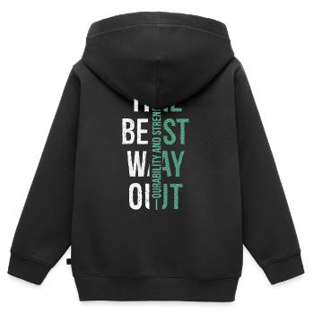 La meilleure façon de s’en sortir : notre capacité et notre force - Sweat Premium à capuche zippé enfant bio - noir - Dos - AI Model Kid Male (0cm)