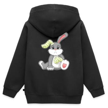 Bandage de lapin - Sweat Premium à capuche zippé enfant bio - noir - Dos - AI Model Kid Male (0cm)