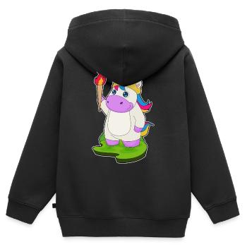 Einhorn Fackel - Kinder Premium Organic Zip Hoodie - Schwarz - Hinten - AI Model Kid Male (0cm)