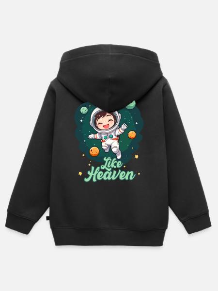Like Heaven - Astronauta - Felpa Premium con cappuccio con zip bambino bio - nero