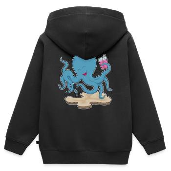 Krake Saft - Kinder Premium Organic Zip Hoodie - Schwarz - Hinten - AI Model Kid Male (0cm)