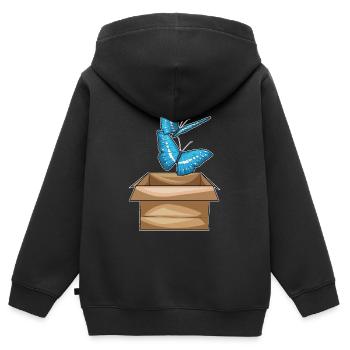 Schmetterling Karton - Kinder Premium Organic Zip Hoodie - Schwarz - Hinten - AI Model Kid Male (0cm)