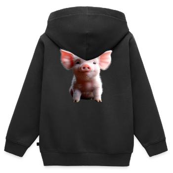 Cochon domestique Cochon Cochon Porcelet Cochon - Sweat Premium à capuche zippé enfant bio - noir - Dos - AI Model Kid Male (0cm)