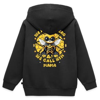 Bienen haben auch Helden - Kinder Premium Organic Zip Hoodie - Schwarz - Hinten - AI Model Kid Male (0cm)