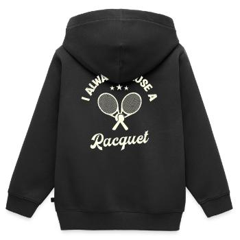 Je cause toujours un joueur de tennis de raquette - Sweat Premium à capuche zippé enfant bio - noir - Dos - AI Model Kid Male (0cm)