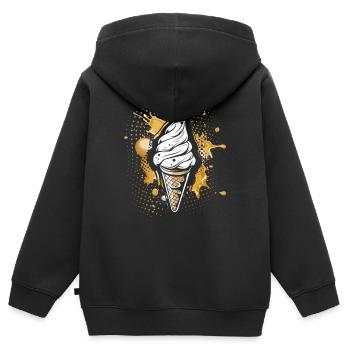 Eiswaffel Farbklecks - Kinder Premium Organic Zip Hoodie - Schwarz - Hinten - AI Model Kid Male (0cm)