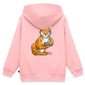 Tiger Kuchen - Kinder Premium Organic Zip Hoodie - Rosa - Hinten - AI Model Kid Female (0cm)