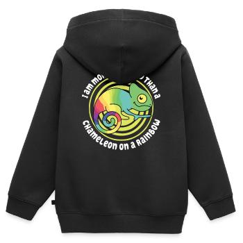 Je suis plus confus qu’un caméléon - Sweat Premium à capuche zippé enfant bio - noir - Dos - AI Model Kid Male (0cm)