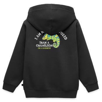 Je suis plus confus qu’un caméléon - Sweat Premium à capuche zippé enfant bio - noir - Dos - AI Model Kid Male (0cm)