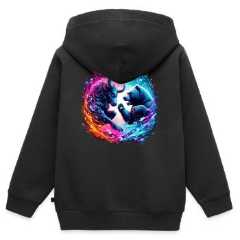 Bataille d’échange de taureaux contre ours - Sweat Premium à capuche zippé enfant bio - noir - Dos - AI Model Kid Male (0cm)