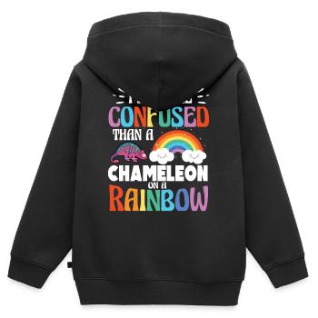Ich Bin Verwirrter Als Ein Chamäleon - Kinder Premium Organic Zip Hoodie - Schwarz - Hinten - AI Model Kid Male (0cm)