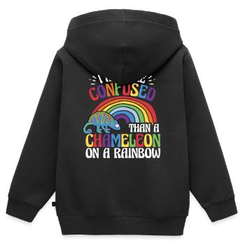 Ich Bin Verwirrter Als Ein Chamäleon - Kinder Premium Organic Zip Hoodie - Schwarz - Hinten - AI Model Kid Male (0cm)