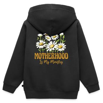 La maternité est mon ministère - Sweat Premium à capuche zippé enfant bio - noir - Dos - AI Model Kid Male (0cm)
