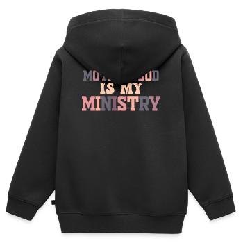 La maternité est mon ministère - Sweat Premium à capuche zippé enfant bio - noir - Dos - AI Model Kid Male (0cm)