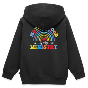 La maternité est mon ministère - Sweat Premium à capuche zippé enfant bio - noir - Dos - AI Model Kid Male (0cm)