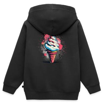 Eiscreme Vintage - Kinder Premium Organic Zip Hoodie - Schwarz - Hinten - AI Model Kid Male (0cm)