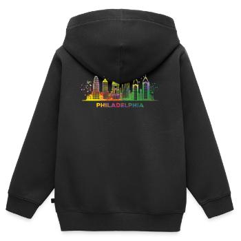 Philadelphian Skyline Philadelphia - Kinder Premium Organic Zip Hoodie - Schwarz - Hinten - AI Model Kid Male (0cm)
