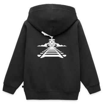 Railway Drawing - Kids Premium Organic Zip-up Hoodie - black - Back - AI Model Kid Male (0cm)