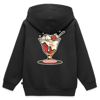 Eisbecher Zeichnung - Kinder Premium Organic Zip Hoodie - Schwarz - Hinten - AI Model Kid Male (0cm)