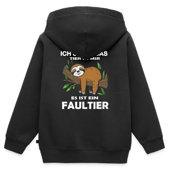 Drôle de paresseux, pas de désir - Sweat Premium à capuche zippé enfant bio - noir - Dos - AI Model Kid Male (0cm)