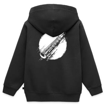 Flöte Grafik - Kinder Premium Organic Zip Hoodie - Schwarz - Hinten - AI Model Kid Male (0cm)