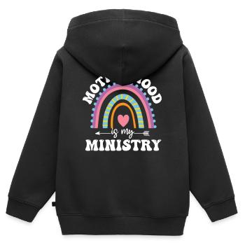 La maternité est mon ministère - Sweat Premium à capuche zippé enfant bio - noir - Dos - AI Model Kid Male (0cm)
