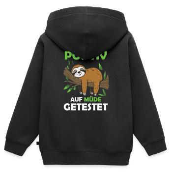 Drôle de paresseux, pas de désir - Sweat Premium à capuche zippé enfant bio - noir - Dos - AI Model Kid Male (0cm)