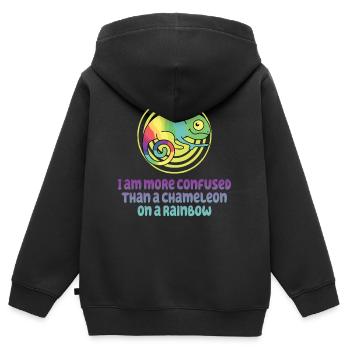 Ich Bin Verwirrter Als Ein Chamäleon - Kinder Premium Organic Zip Hoodie - Schwarz - Hinten - AI Model Kid Male (0cm)