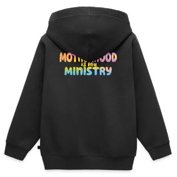 La maternité est mon ministère - Sweat Premium à capuche zippé enfant bio - noir - Dos - AI Model Kid Male (0cm)