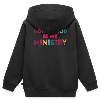 La maternité est mon ministère - Sweat Premium à capuche zippé enfant bio - noir - Dos - AI Model Kid Male (0cm)