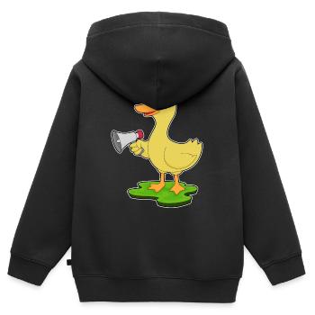 Mégaphone de canard - Sweat Premium à capuche zippé enfant bio - noir - Dos - AI Model Kid Male (0cm)