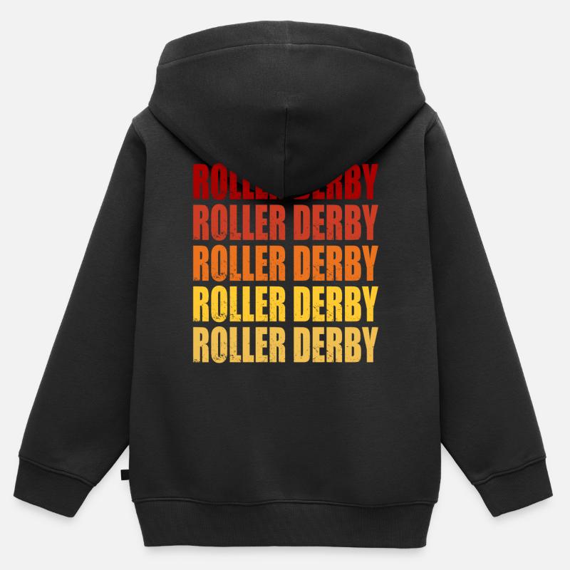 Roller Derby Rétro Vintage Graphique - Sweat Premium à capuche zippé enfant bio - noir