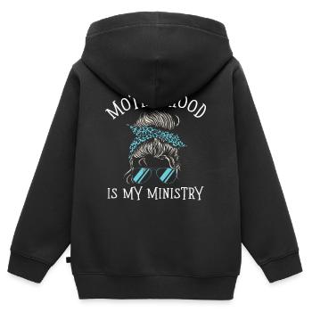 La maternité est mon ministère - Sweat Premium à capuche zippé enfant bio - noir - Dos - AI Model Kid Male (0cm)