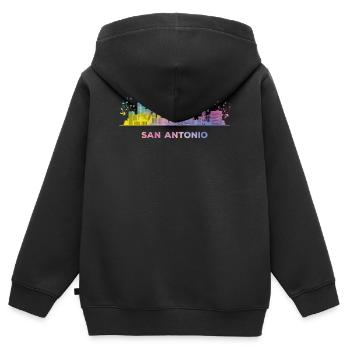 San Antonian Skyline San Antonio - Kinder Premium Organic Zip Hoodie - Schwarz - Hinten - AI Model Kid Male (0cm)