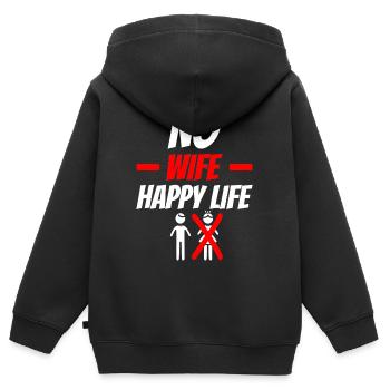 Pas de femme Vie heureuse Drôle de dicton - Sweat Premium à capuche zippé enfant bio - noir - Dos - AI Model Kid Male (0cm)