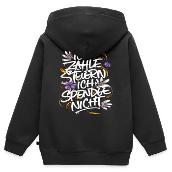 Ich zahle Steuern. Ich spende nicht. - Kinder Premium Organic Zip Hoodie - Schwarz - Hinten - AI Model Kid Male (0cm)